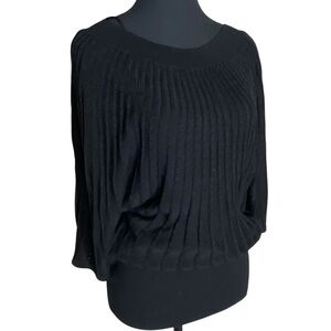 H&M Black Knit Tunic Sweater Batwing Sleeves Baggy Oversized Ribbed Medium